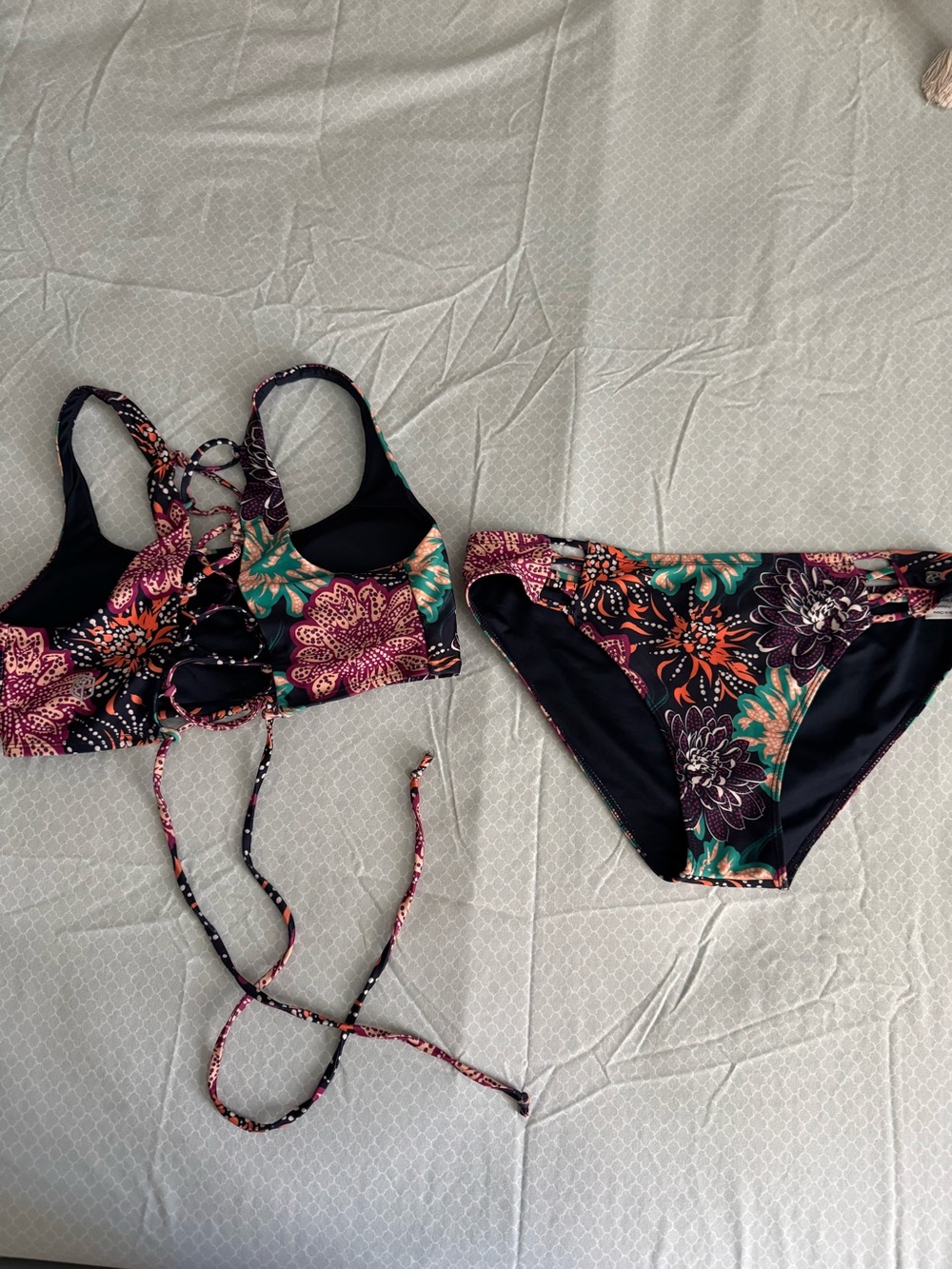 Born Primitive size L Floral Lace-Up Bikini Top and Bottom